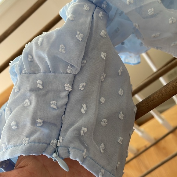 Baby blue crop top size small. Zipper on the side to fit securely. - Picture 2 of 4
